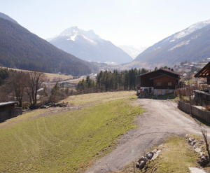 Seitenansicht Grundstück Richtung Dorfstraße gesehen - KI_generiert